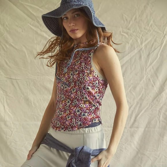 Free People wishful Printed Tank Top in Mulberry Size XS or S - Picture 1 of 4
